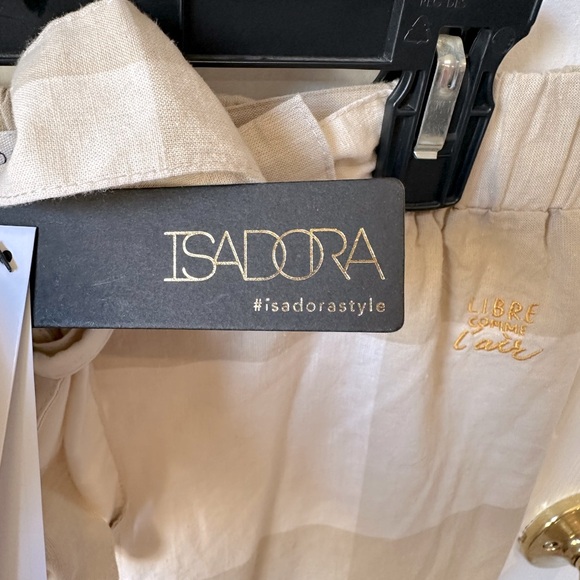 NWT Isadora 2-piece women’s pant suit ivory & cream Buffalo check elastic waist - Picture 5 of 10